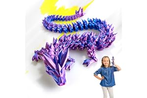 HyBaiS 12 Inch 3D Printed Crystal Dragon Toy,Dragon Figurine Large Toy for Kids