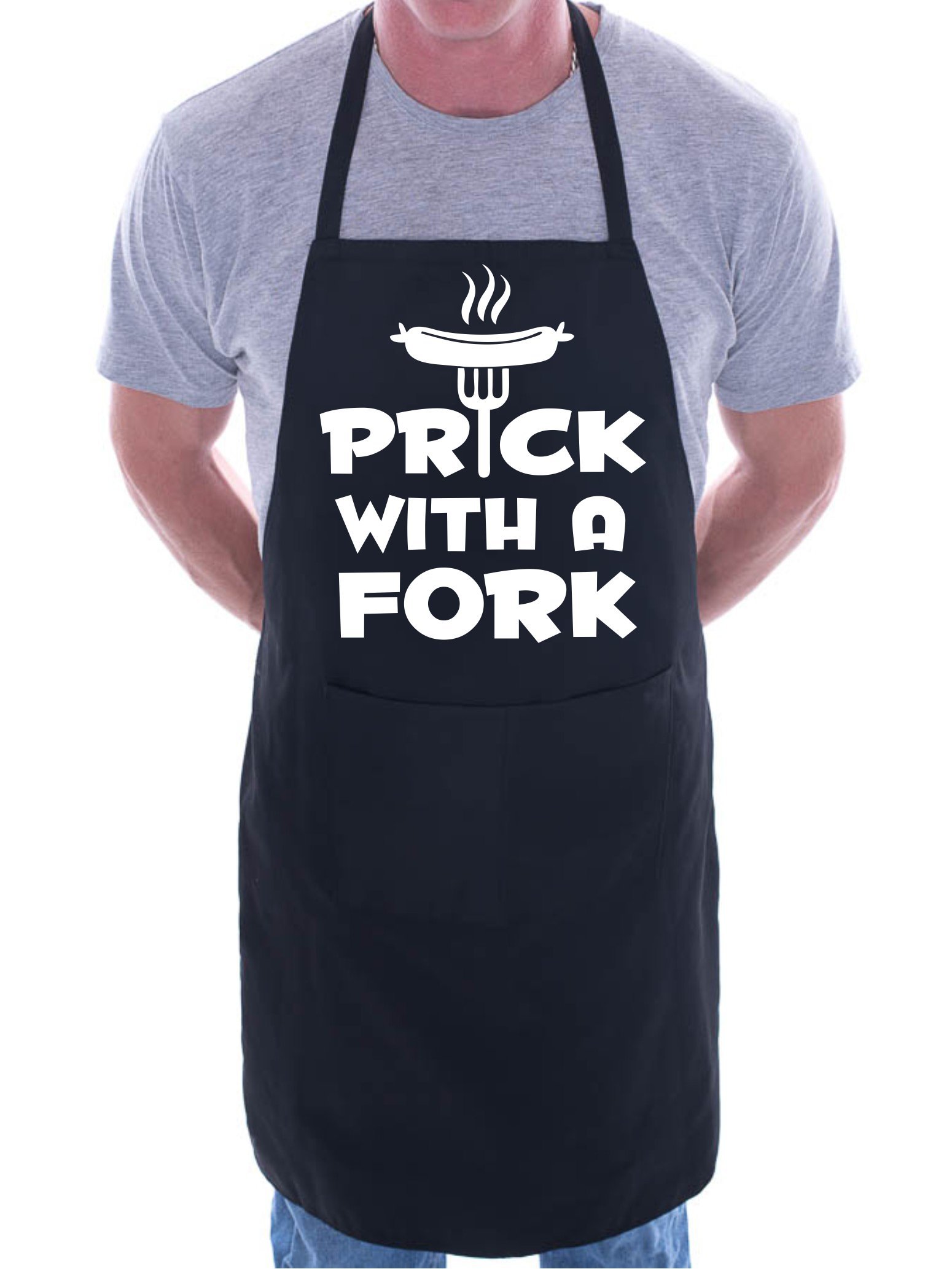 Print4U Prick With a Fork BBQ Cooking Funny Novelty Apron Black