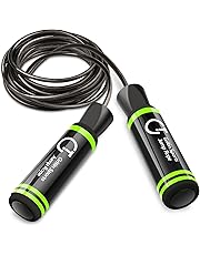 Gritin Corda per Saltare, Regolabile Speed Corda di Salto con la Maniglia di Schiuma di Memoria Molle e Cuscinetti a Sfera - Regolatore di Lunghezza della Corda di Ricambio(Nero)