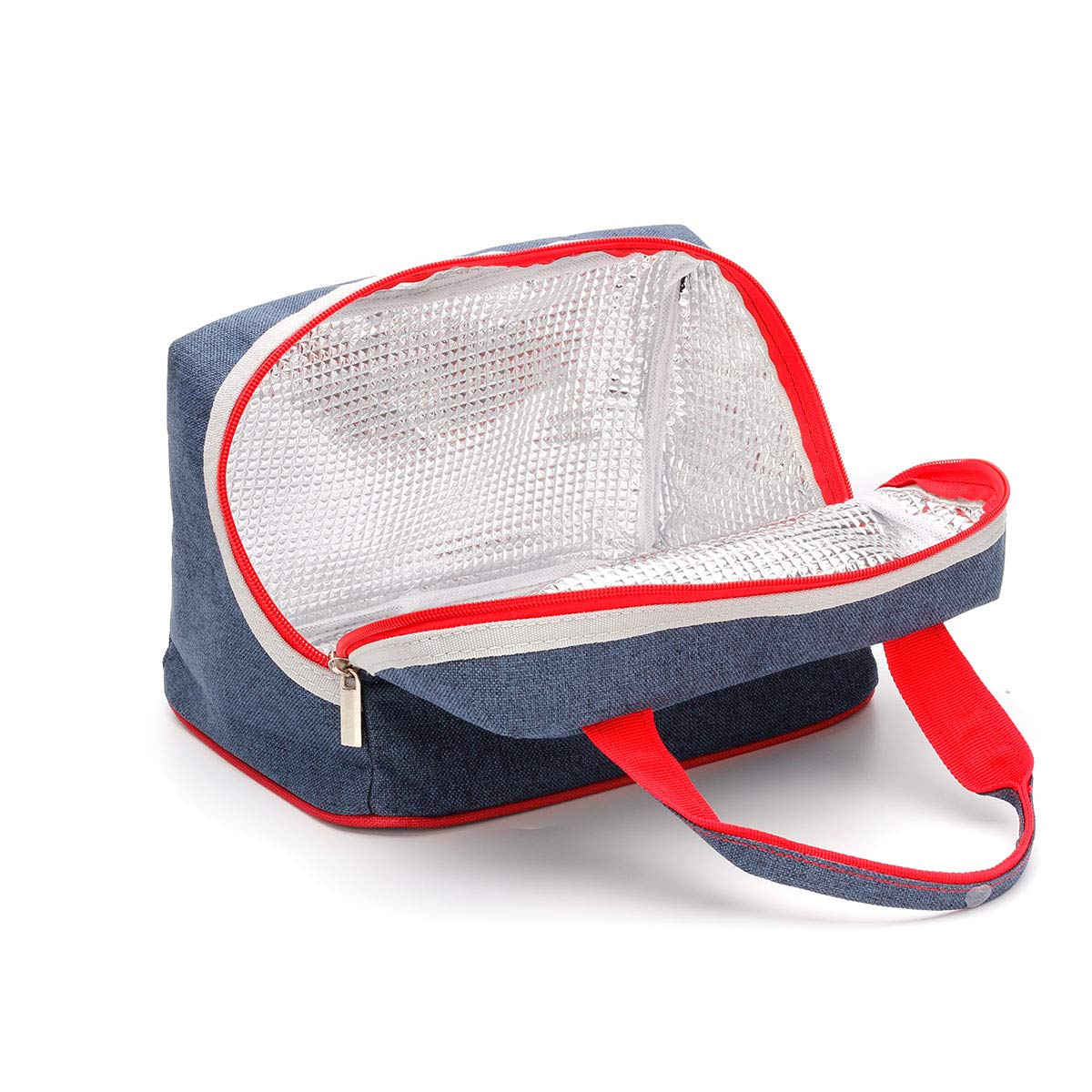 Lunch Bag Insulated Lunch Box Denim Tote Bag Reusable Lunch Containers with Zip Closure Lunch Organizer for Women Men Kids Boys Girls,School Work Office