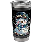 Snowman wrapped in garland Christmas lights Stainless Steel Insulated Tumbler