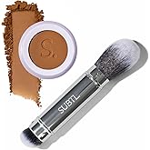 Subtl Beauty BB Powder + Dual-Ended Face Brush – Deep 1N, 6.3g – Talc-Free Powder Foundation with Buildable Coverage, Skin-Like Finish, Hydrating Formula, Travel-Friendly Brush