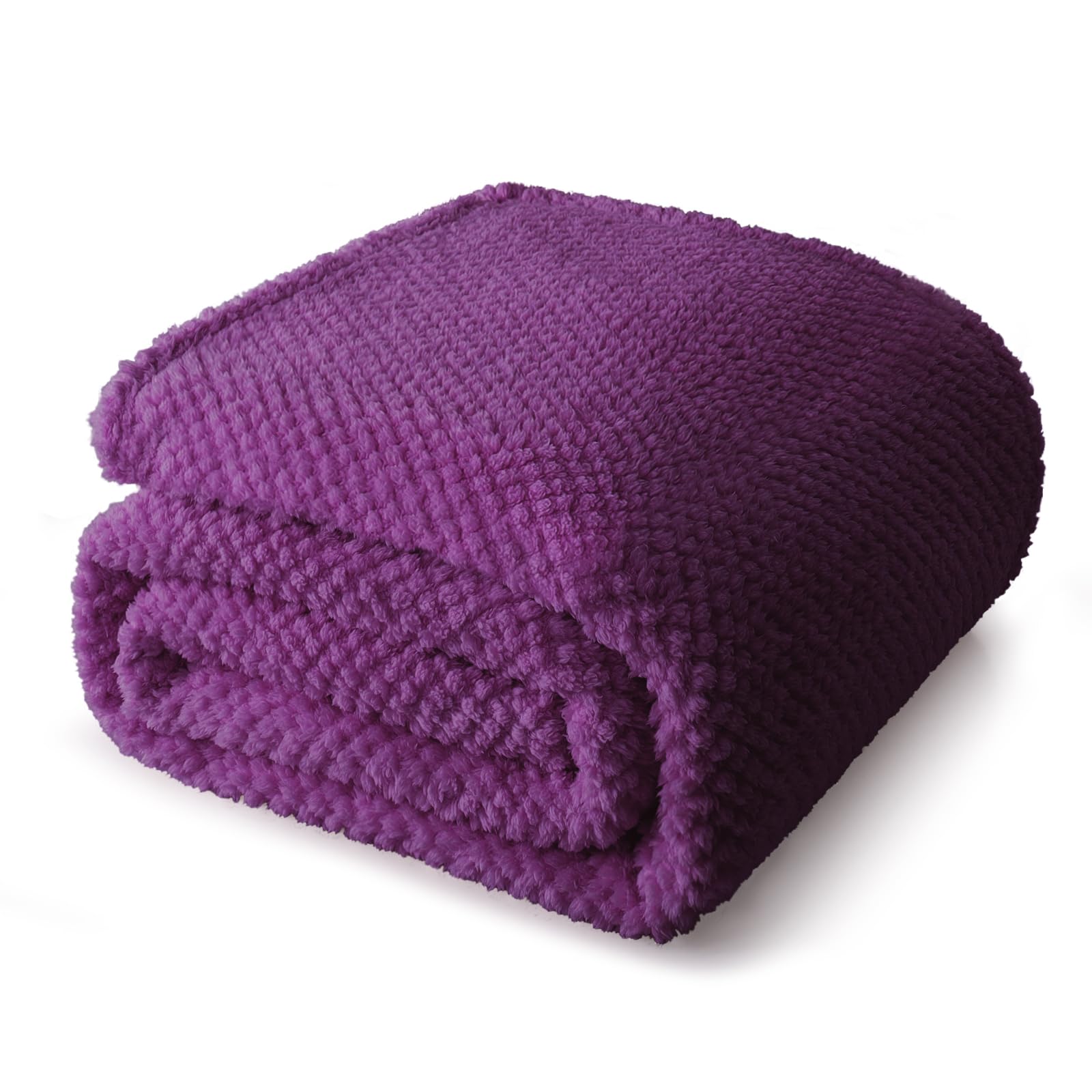 Whale Flotilla Double Size Fuzzy Fleece Blanket for Bed, 150x200 CM Fluffy Warm Soft Jacquard Bed Blankets for All Season, Lightweight and Cozy, Purple