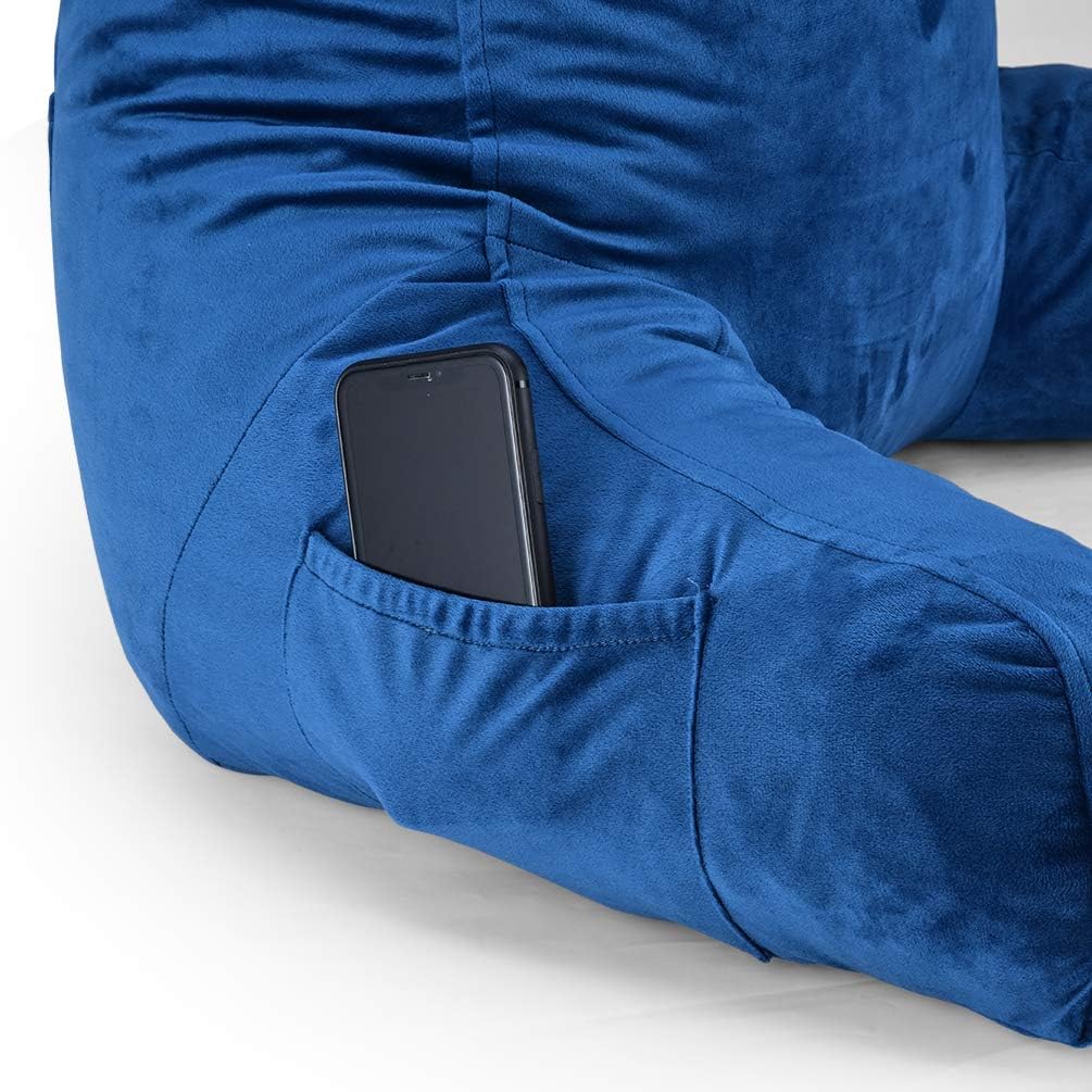 ACWARM HOME Reading Pillow, Bed Rest Pillow with Shredded Memory Foam, Support Arms, Headrest, Leg Pillow - Perfect Back Support for Reading, Relaxing for Kids & Adults (Blue): Kitchen & Dining