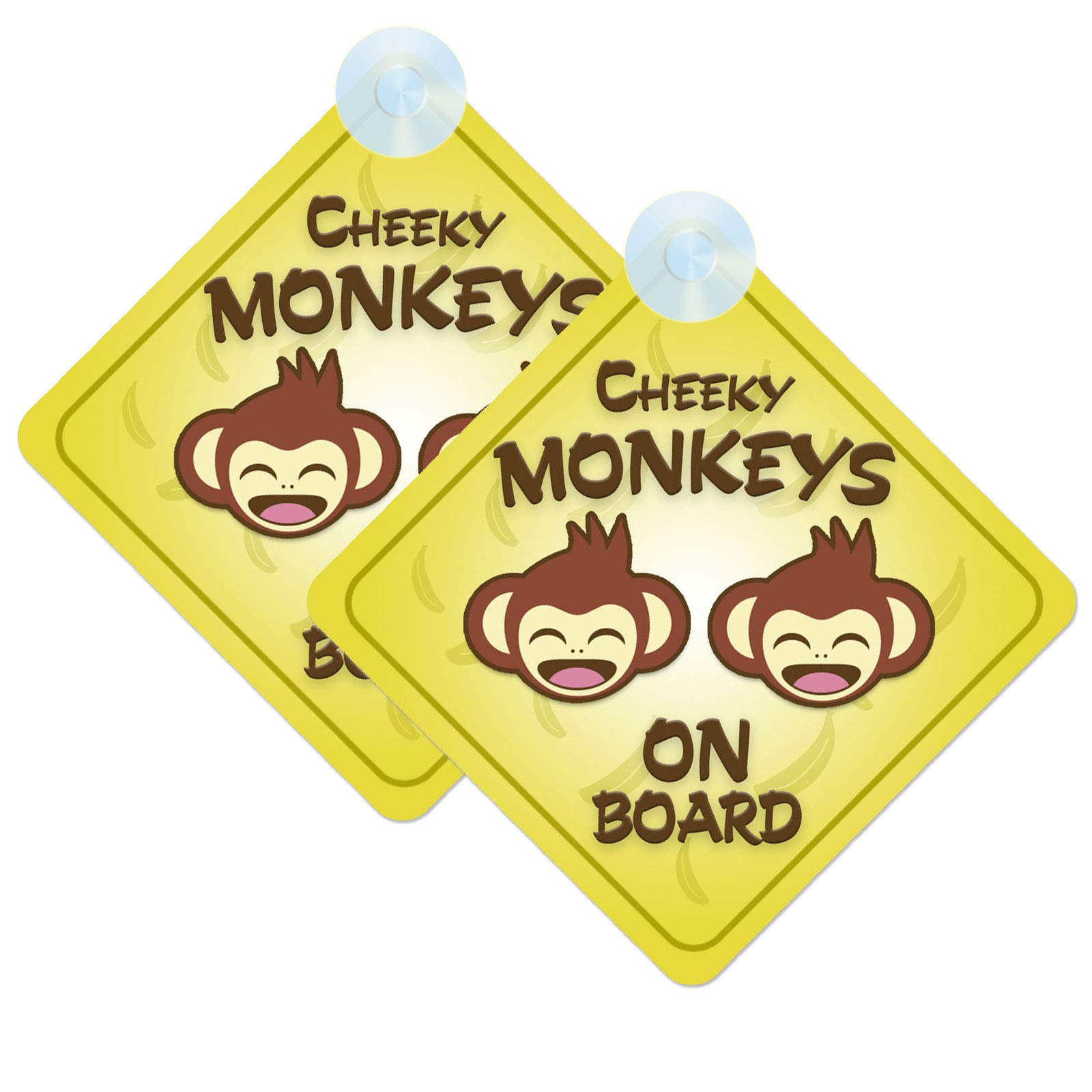Cheeky Monkeys Baby on Board Sign for Car Twin Pack 2pcs Kids Safety Warning Car Signs
