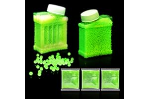 TANSAR Gel Gun Blaster Ammo Glow in The Dark(2 Bottles and 3 Packs), 7-8mm Splat Blaster Refill Accessories, Compatible with Gel Water Blaster Ages 14+