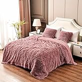 YUSOKI Pink Queen Faux Fur Winter Blanket,2 Layers,90"x90" Without Pillows Big Soft Plush Fuzzy Large Warm Fluffy Throw Blanket for Bed