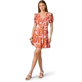 Adrianna Papell Crochet Sheath Midi Dress | Short Sleeve Flowy Mini Dress with Ruffled Hem &amp; Matching Waist Belt
