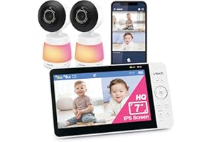 VTech 2-Cameras Smart WiFi Baby Monitor with 1080p FHD Video, Free App with Motion Video, Sound/Motion Detection and Notifications, 7" IPS Display with Split-Screen, Pan-Tilt-Zoom: Smart HQ Max Twin