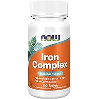 NOW Supplements, Iron Complex, Non-Constipating*, Essential Mineral, 100 Tablets
