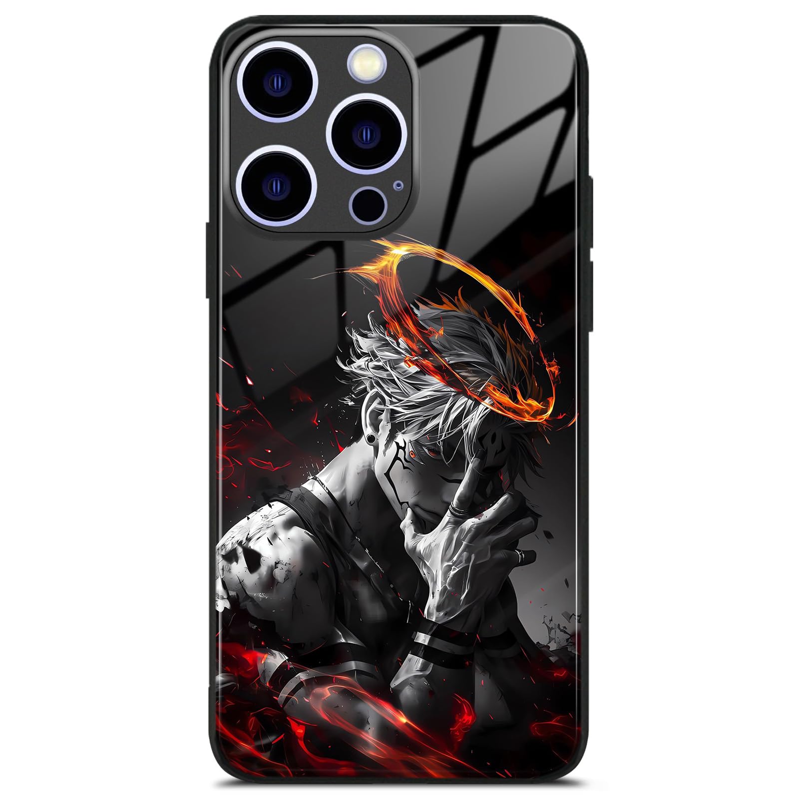 Unique Manga Case for iPhone 16 Pro Aesthetic Anime Art Glossy Glass Silicone Shockproof Protective Cover Shell