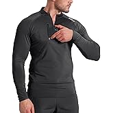 BROKIG Mens Dualzip Lightweight Muscle Quarter Zip Long Sleeve Shirts Workout Running Gym Athletic Slim Fit 1/4 Zip Jackets