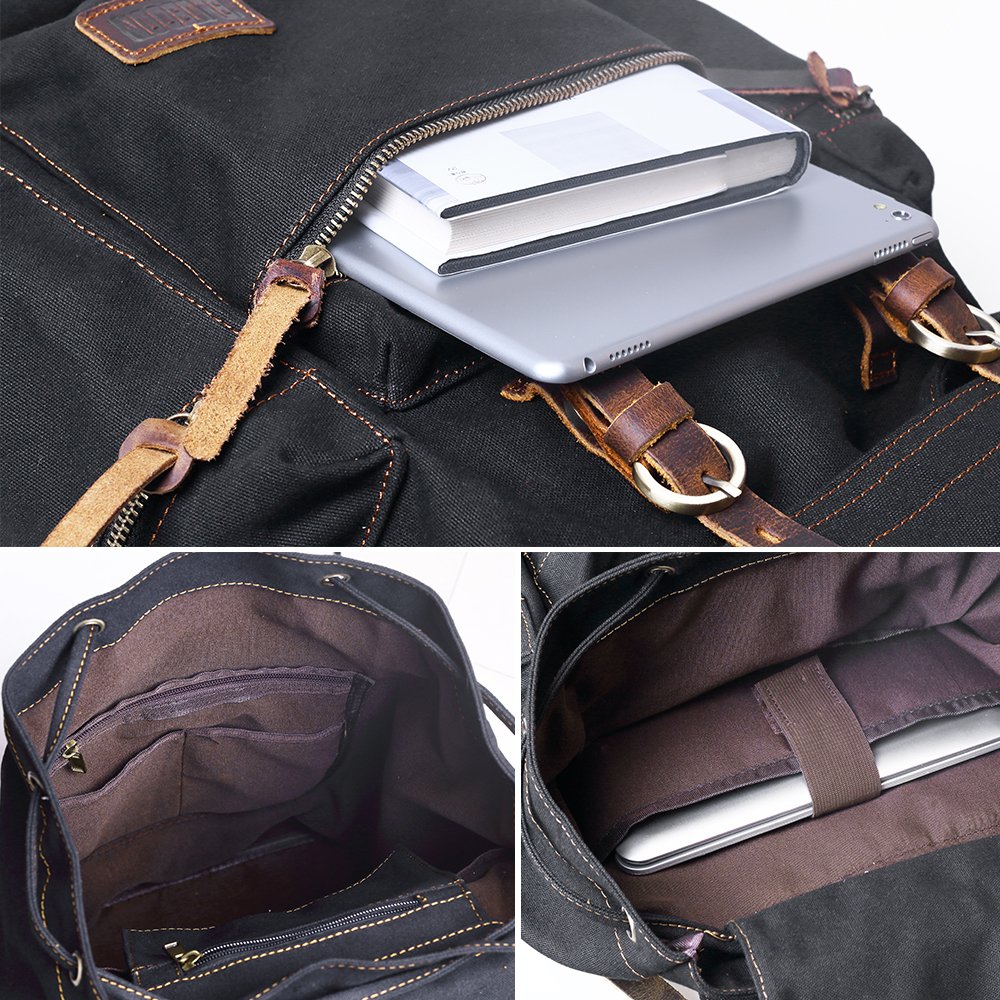 Minimalist Gray Canvas Backpack Unisex School Bag Casual Travel Daypac