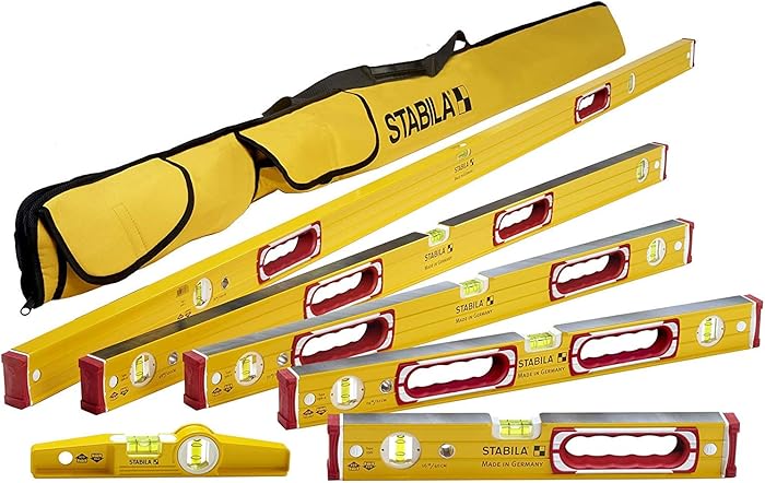 Stabila 78496 Type 196 Heavy Duty Complete 6 Level Kit - 78"/48"/32"/24"/16"/10&rdquo; Die Cast Magnetic Torpedo Level Includes Nylon Carrying Case