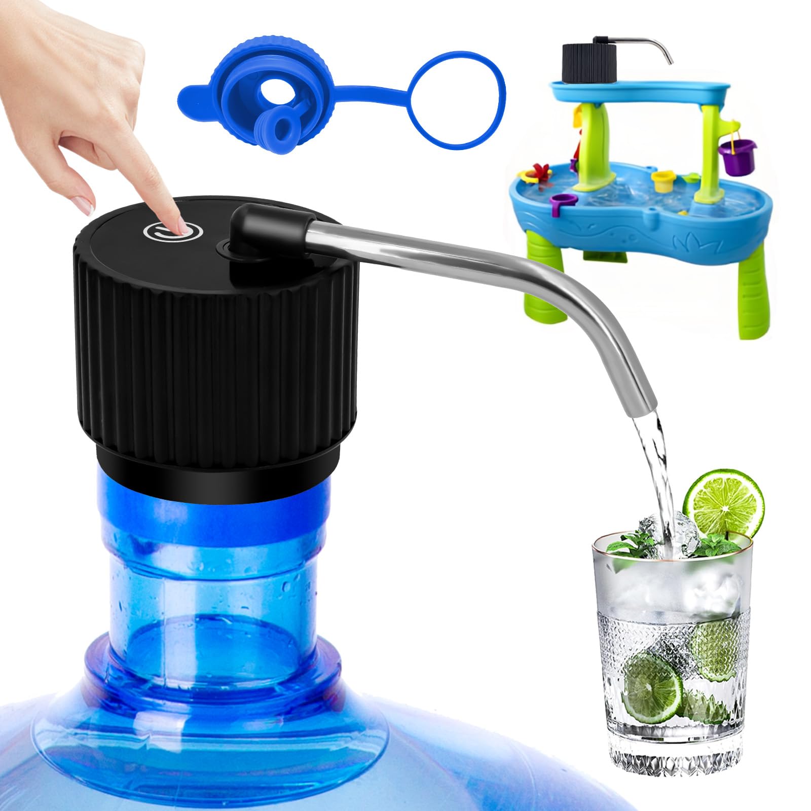 Photo 1 of Yolleach Camping Water Dispenser for 5 Gallon Bottle,Portable USB Charging Electric Water Bottle Pump,Universal Micro Drinking Water Jug Pump,3-5 Gallon Automatic Water Dispenser with Silicone Cap