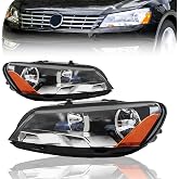 GXYWADY Headlights Assembly Replacement for Passat Right Left Side | 2012-2015 Replacement for 561941005D 561941006D LH RH Pair Front Clear Lens