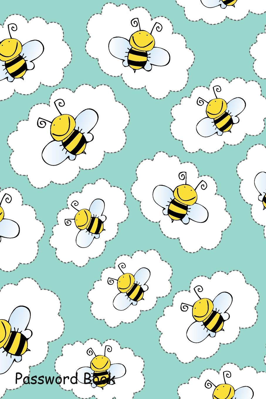 Password Book: Include Alphabetical Index With Doodle Seamless Pattern With Bees