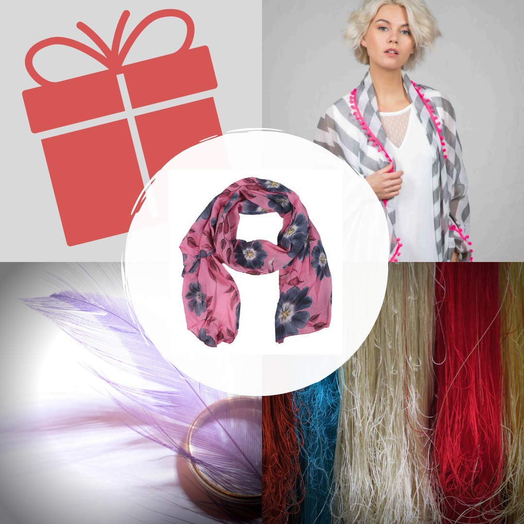 Umschlagstuch Halstuch Hochwertiger Schal f/&uuml;r Damen M/&auml;dchen weicher Schlauchschal f/&uuml;r Fr/&uuml;hjahr Sommer Herbst und Winter Loop Zwillingsherz Seiden-Tuch mit Blumen Motiv