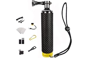 MiPremium Waterproof Floating Hand Grip compatible with GoPro Cameras Hero 12 11 10 9 8 7 6 5 4 3 Session Black Silver Handler Plus Handle Mount Accessories for Water Sport and Action Cameras (Yellow)