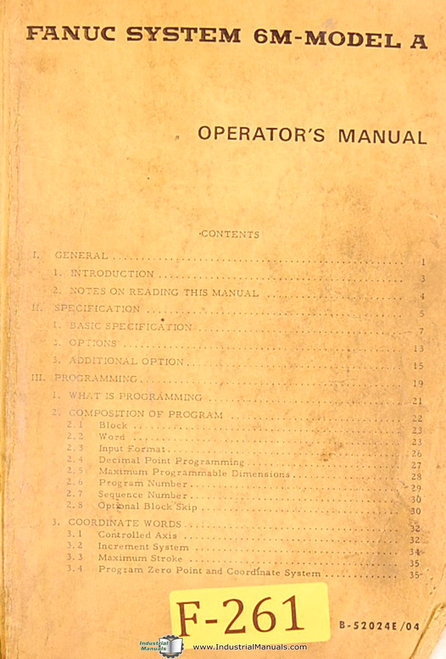 Fanuc System 6M Mode A, CNC Control, Operations Manual Spiral-bound – 1989