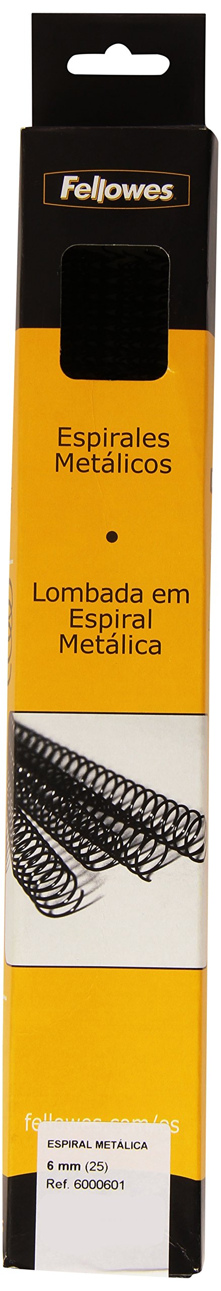 Fellowes – 25 Spiral Metal for Binding, 5: 1, 59 Holes, Black 6 mm Black