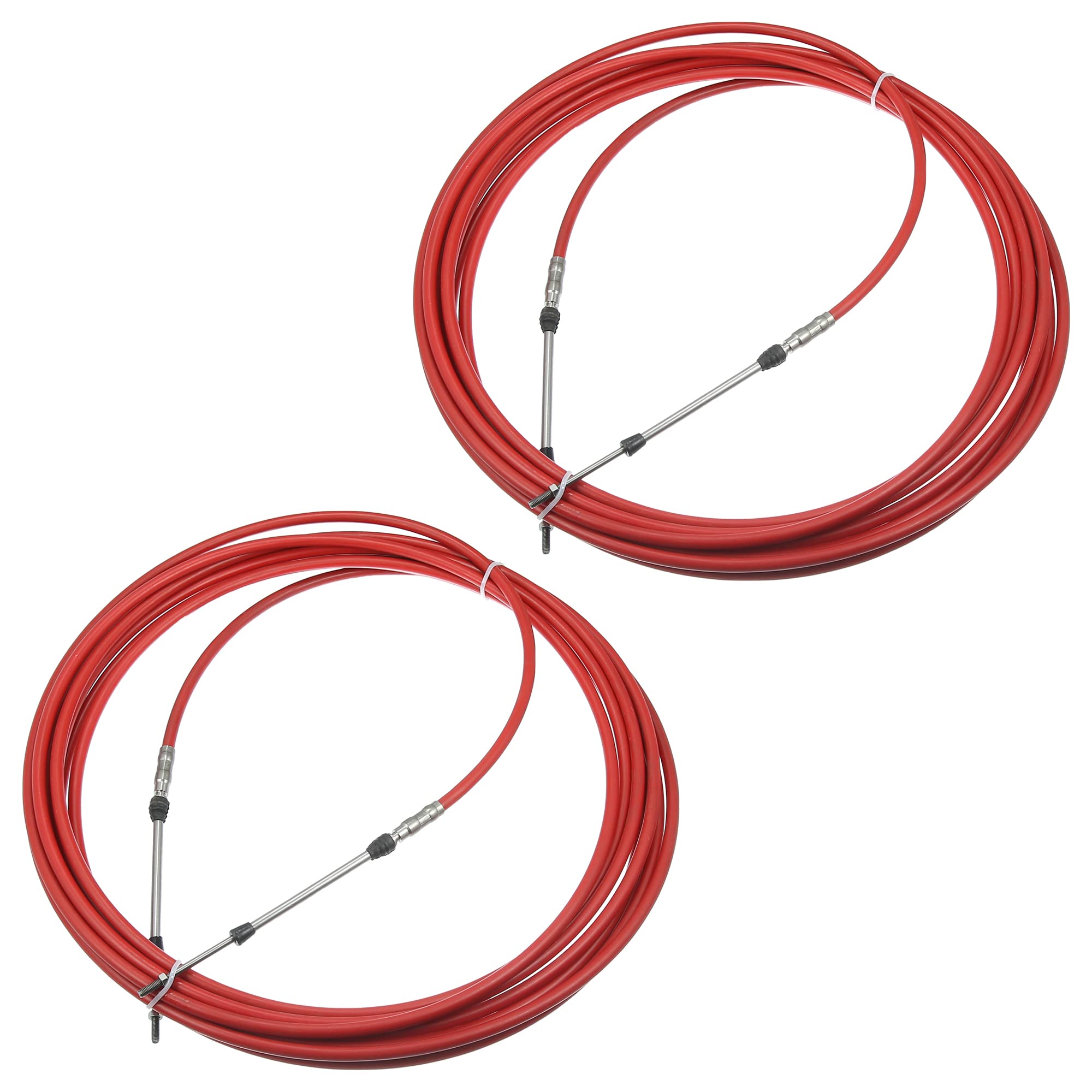 Motoforti 2pcs 33ft 394 Inch Throttle Shift Remote Control Box Cable Red
