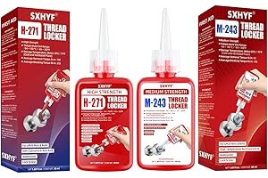 SXhyf Thread Locker Blue 243 & Red 271, Lock Tight Nuts and Bolts, Threadlocker Medium and High Strength, for Lock and Seal Fasteners, Metals and Screw, Prevent Rust and Corrosion(1.69Fl Oz/50ml x2)