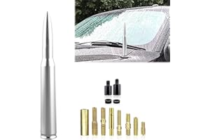 ijuicy 1 PC Car Bullet Antenna, 50 Cal Bullet Antenna, Antenna Topper Replacement, Heavy Duty Pickup Truck Accessories, Fit for GM Chevy Silverado 1500 2500 3500 HD GMC Sierra 1500 2500 3500 (Silver)