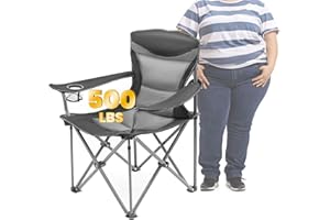 WILDROOTS Heavy Duty Fully Padded Camping Chair, Oversize Padded Arm Rest High Back Rest Folding Chair