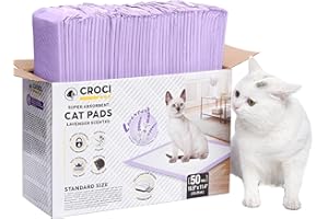 CROCI Cat Pads 16.9 x 11.4 in, Litter Pads for Tidy Cats Breeze Litter System, Pet Pads for Cats Super Absorbent up to 15 Cups, Cat Pads for Breeze System Leak-Proof, Lavender Scented( 50 Counts)