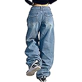 EMMIOL Baggy Jeans for Women, Wide Leg Jeans Plus Size Boyfriends Denim Pants, Y2K Vintage Style