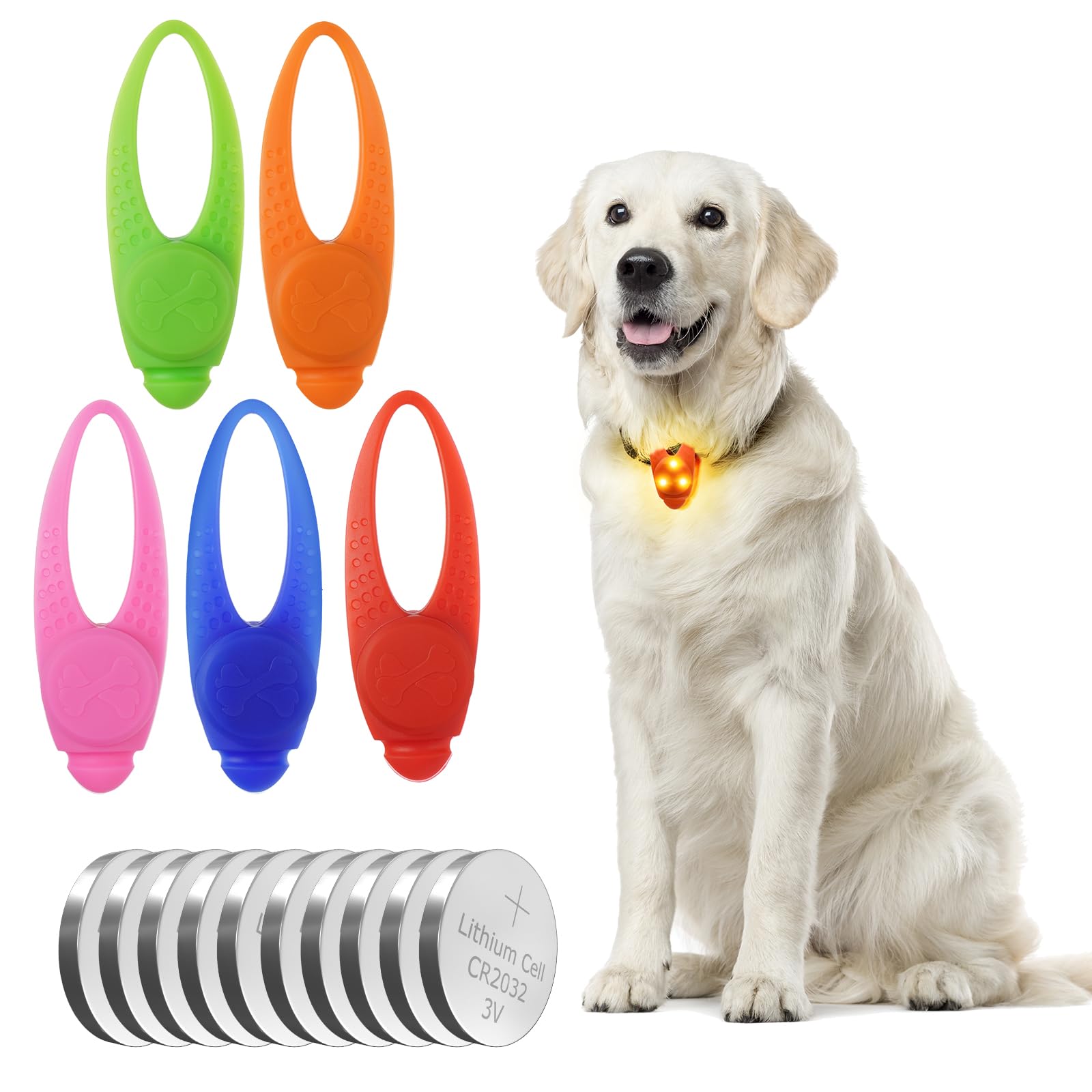 AUAUY 5PCS Dog Collar Light, Safety LED-Flashing Light for Dogs, Cats, 3 Modes Dog Lights, Clip on Dog Collar Lights, Silicone Waterproof Pet Collar Light for Walking the Dog and Outdoor Sports — image 1