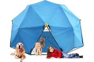 SMkidsport 10FT Geometric Dome Climber for Kids 3-10 - Heavy Duty 1000LB Capacity Jungle Gym with Canopy Accessory & Climbing Grips, Outdoor Backyard Play Equipment, Easy Assembly