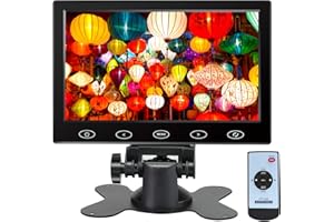 WHOLEV Security Monitor 7" CCTV Monitor 1024x600 FHD with Remote Control, PC Monitor with VGA HDMI BNC AV USB Input, Built-in Speaker 178° Wide Angle for Raspberry Pi Game Computer Monitor