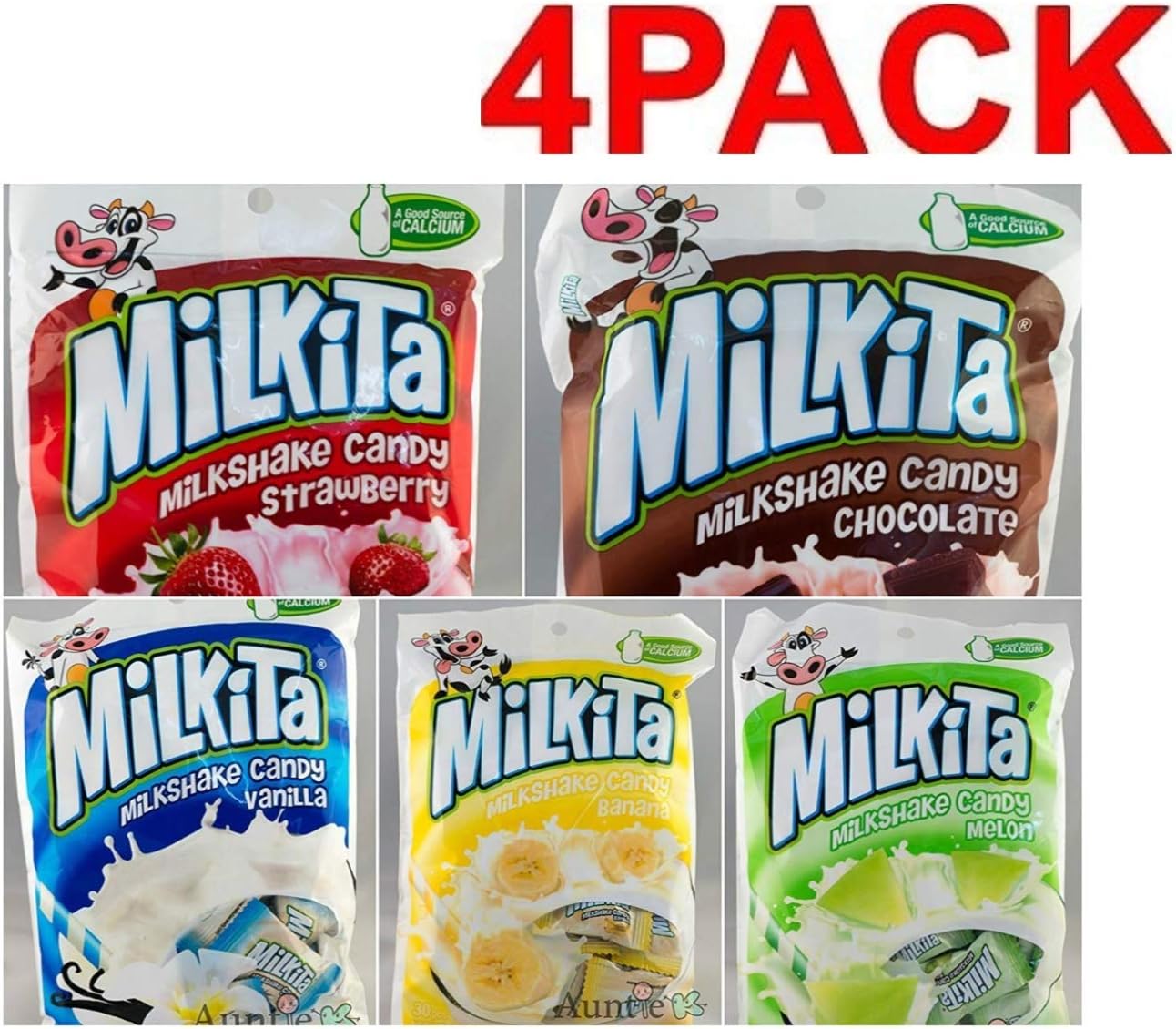 Milkita 5 Flavor Variety Pack - Vanilla Milk, Banana, Strawberry, Chocolate, Melon (4 Variety Pack)