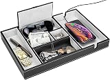 JIADEL Valet Tray for Men | 6 Compartments | Black PU Leather Organizer view 1