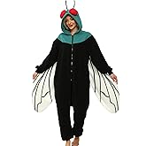 NAMHTOM Adult Black Fly Costume Onesie Fly Bug Pajamas Halloween Costumes Anime Cosplay pajamas for Men Women