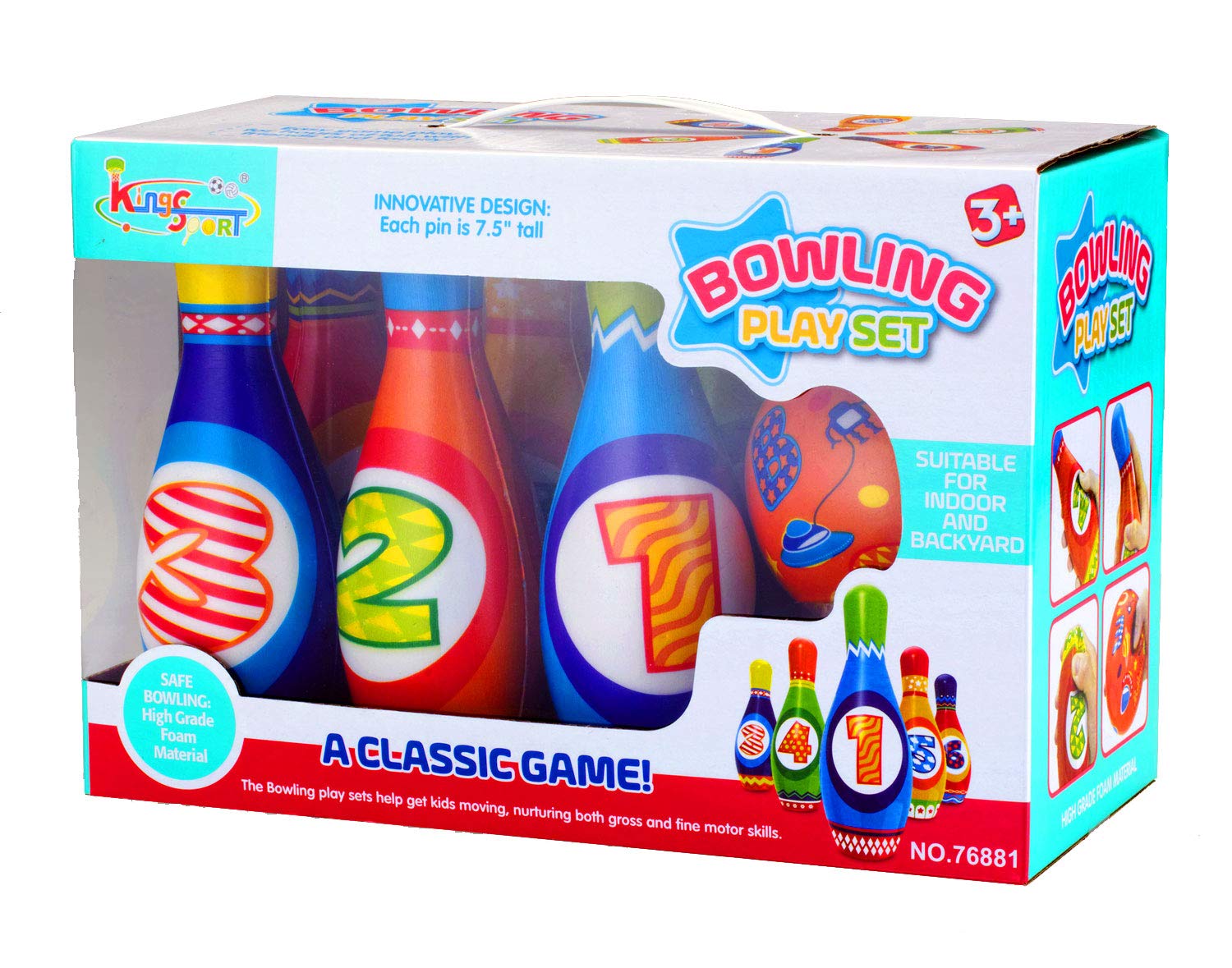 BoToys Kids Bowling Play Set Child Safe Lightweight Pins & Ball Sport