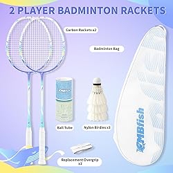 MBFISH Badminton Racket Set with 2 Carbon Fiber