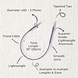 KnitPro Zing Fixed Circular Needles Asymmetrical 10" 3.75mm view 3
