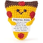 Soobeeke Heart Shaped Mini Pizza Crochet for Encouragement, Motivation & Fun – Positive Crochet Gifts, Emotional Support Crochet Pizza Gifts – Handmade Tiny Pizza Cheer