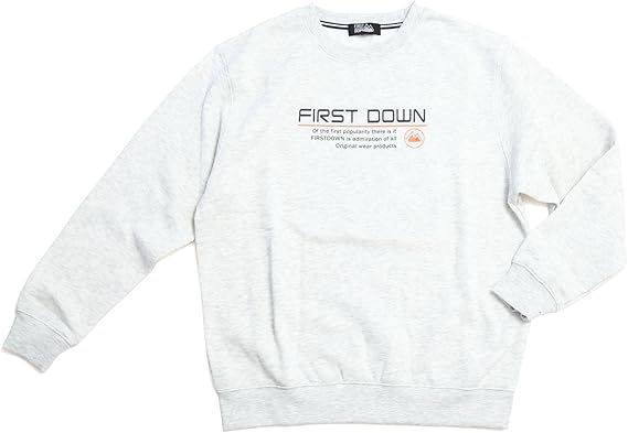 Amazon ファーストダウン First Down Lサイズ ライトグレー トレーナー メンズ 長袖 スウェット スエット 裏起毛 プリント M L Xl Ll メンズ トレーナー パーカー 通販