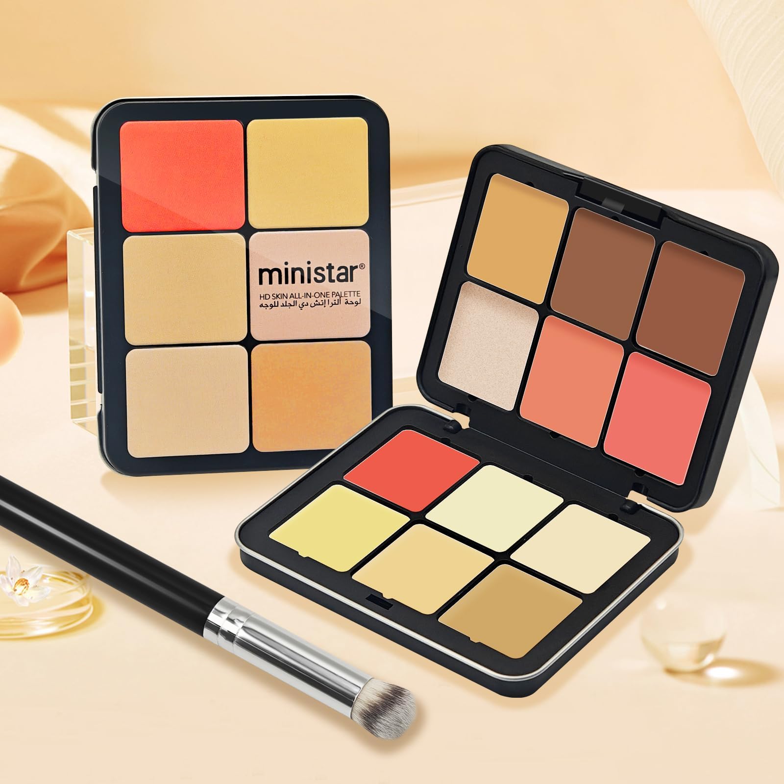 LSxia 12 Colors Cream [Blush Contour Concealer Highlighter] Makeup Palette for Cheeks - All in One Makeup Palette Kit with Brush, Long Wearing Waterproof Blendable Face Make Up Pallete (#05)