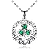 VONALA Witches Knot Necklace Pendant 925 Sterling Silver Celtic Knot Triquetra Trinity Pendant Necklace Jewelry for Women