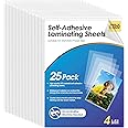 KTRIO Self-Adhesive Laminating Sheets 8.5 x 11 inches, 25 Sheets, 4 Mil Thickness, Clear Self Sealing Laminate Sheets for Crafts, No Machine Needed Self Laminating Sheets