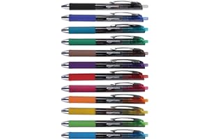 Amazon Basics Gel Pens Fine Point Smooth Writing Pens, Retractable, Assorted, 0.7mm, 12 Pack