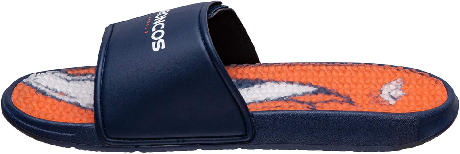FOCO NFL Denver Broncos Mens Sport Shower Gel Slide Flip Flop SandalsSport Shower Gel Slide Flip Flop Sandals, Wordmark, Large (11-12) (FFSSNFCBBLGGEL) : Clothing