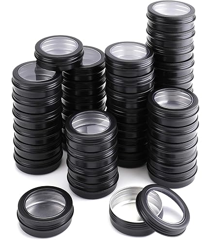 Lot De 6 Boîtes Carrées Vides En Métal De 240 Ml Avec Fenêtre Transparente Pour La Fabrication De Bougies, Bonbons, Cadeaux Et Trésors, Noir
