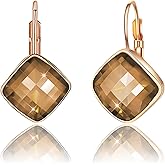 EVEVIC Austrian Crystal Square Dangle Drop Leverback Earrings for Women Fashion 14K Gold Plated Jewelry Gifts for Anniversary