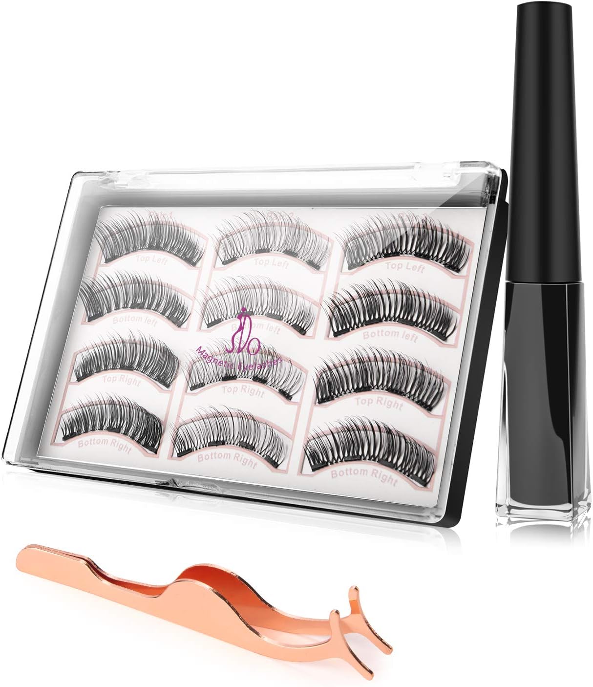 Magnetic Eyelashes with Eyeliner, JDO 12 PCS Upgraded 3D Magnetic Eyelashes and Eyeliner, Reusable Fake Lashes No Irritation No Allergy 3 Styles Lashes with Applicator for Party Dating Wedding